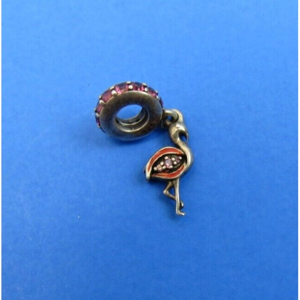 Pendant Flamingo Sterling Silver Charm 925 Pink CZ